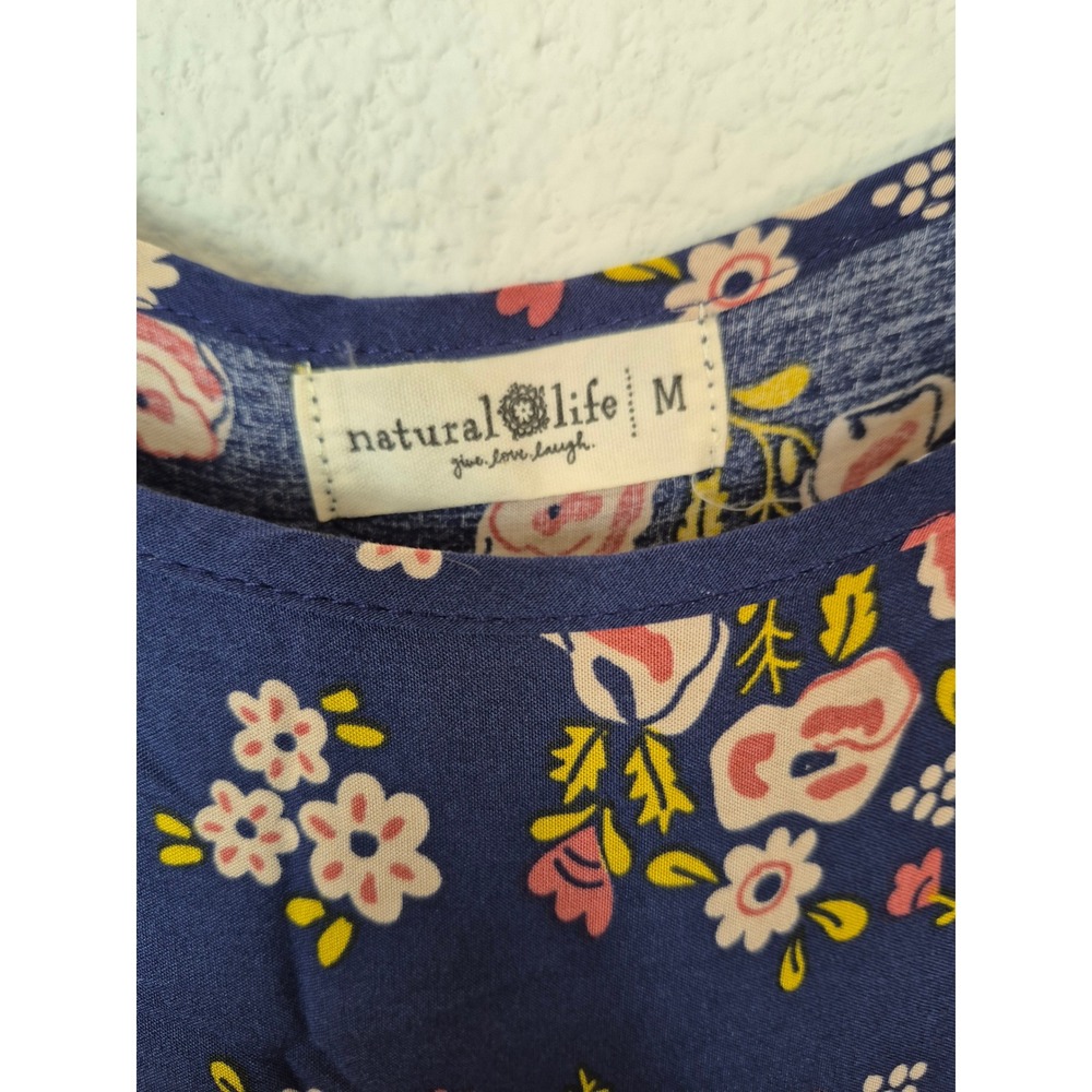 Natural Life Zoe Wide-Leg Jumpsuit Slate Floral Blooms Boho Size Medium - Picture 5 of 8